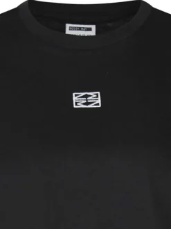 T-shirt en coton noir uni avec une droite à col rond et logo iconique