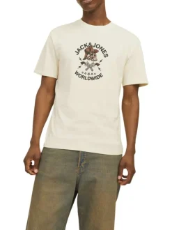 T-shirt en coton noir uni coupe droite avec imprimé tête de mort cow-boy