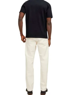 T-shirt en coton noir uni coupe droite avec un col rond et flocage tête de mort