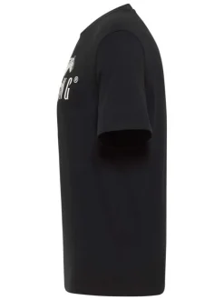 T-shirt en coton noir uni à manches courtes pourvu d'un col rond
