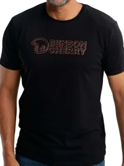 T-shirt en coton noir uni pourvu de manches courtes et d'un col rond