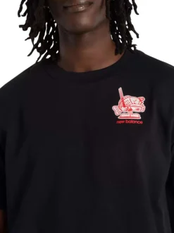 T-shirt en coton noir uni pourvu d'un col rond et de manches courtes