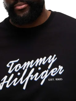 T-shirt en coton noir uni pourvu d'un col rond et de manches courtes