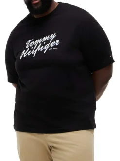 T-shirt en coton noir uni pourvu d'un col rond et de manches courtes
