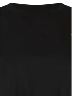 T-shirt en coton noir uni pourvu d'un col rond et d'une coupe droite