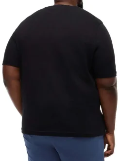 T-shirt en coton noir uni pourvu d'une coupe droite et d'un col rond