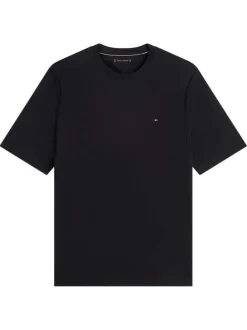 T-shirt en coton noir uni pourvu d'une coupe droite et d'un col rond