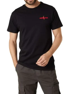T-shirt en coton noir uni pourvu d'une coupe droite et d'un col rond