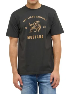 T-shirt en coton noir uni pourvu d'un imprimé centré sur la poitrine