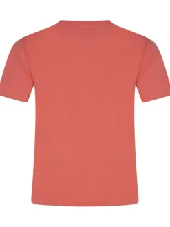 T-shirt en coton orange avec empiècement en tulle à coupe droite et col rond