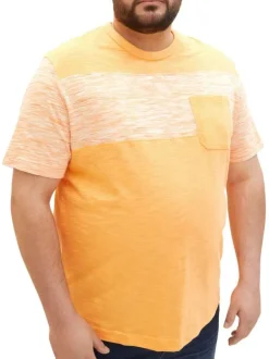 T-shirt en coton orange chiné avec une coupe droite et un col rond