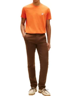 T-shirt en coton orange à coupe droite pourvu de manches courtes