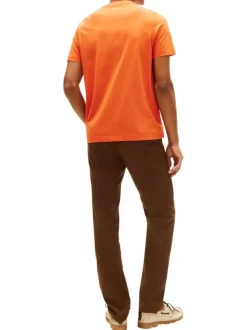 T-shirt en coton orange à coupe droite pourvu de manches courtes