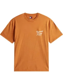 T-shirt en coton orange uni avec logo iconique et une coupe droite