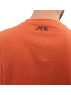 T-shirt en coton orange uni avec une coupe droite et un col rond