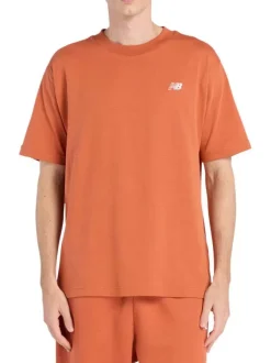 T-shirt en coton orange uni avec une coupe droite et un col rond