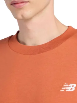 T-shirt en coton orange uni avec une coupe droite et un col rond