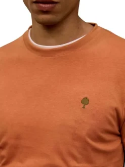 T-shirt en coton orange uni avec une coupe droite et un col rond