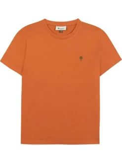 T-shirt en coton orange uni avec une coupe droite et un col rond