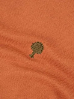 T-shirt en coton orange uni avec une coupe droite et un col rond