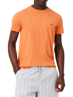 T-shirt en coton peche uni pourvu du logo brodé et d'un col rond