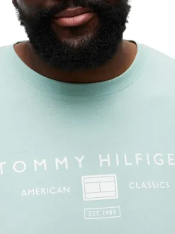 T-shirt en coton pistache uni pourvu d'un col rond et d'une coupe droite