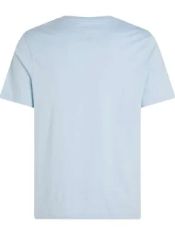 T-shirt en coton régénératif ciel uni avec une coupe droite et un col rond