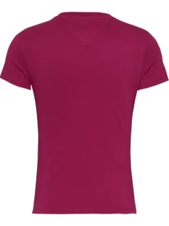 T-shirt en coton régénératif framboise à imprimé, coupe ajustée et col rond