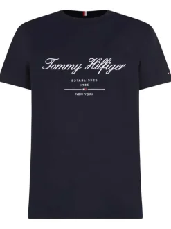 T-shirt en coton régénératif marine uni coupe droite col rond