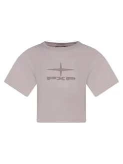 T-shirt en coton rose avec logo à col rond et à manches courtes