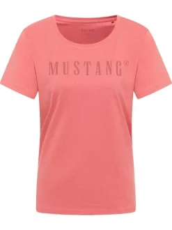 T-shirt en coton rose avec un logo imprimé et des manches courtes