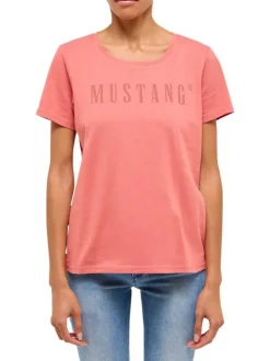 T-shirt en coton rose avec un logo imprimé et des manches courtes
