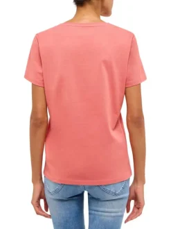 T-shirt en coton rose avec un logo imprimé et des manches courtes
