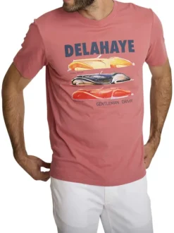 T-shirt en coton rose à coupe droite orné d'un imprimé de voiture