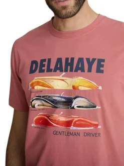 T-shirt en coton rose à coupe droite orné d'un imprimé de voiture