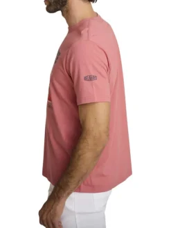 T-shirt en coton rose à coupe droite orné d'un imprimé de voiture