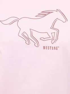 T-shirt en coton rose à imprimé avec une coupe droite et un col rond