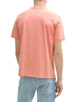 T-shirt en coton rose pâle uni à coupe droite avec col rond et manches courtes