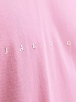 T-shirt en coton rose pourvu d'une coupe droite et d'un col rond