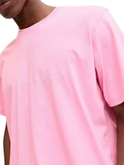 T-shirt en coton rose pourvu d'une coupe droite et d'un col rond