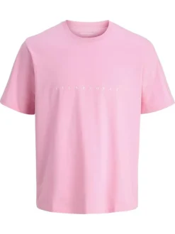 T-shirt en coton rose pourvu d'une coupe droite et d'un col rond