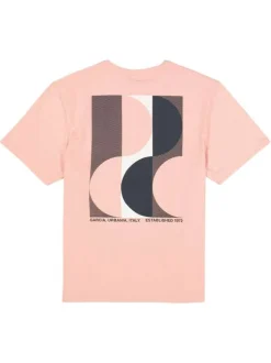 T-shirt en coton rose uni avec logo imprimé et une coupe droite