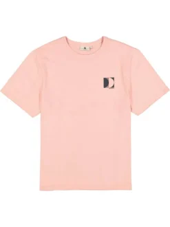 T-shirt en coton rose uni avec logo imprimé et une coupe droite