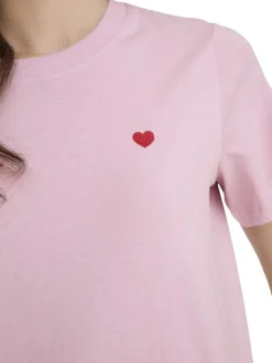 T-shirt en coton rose uni avec une coupe droite et un col rond