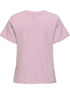 T-shirt en coton rose uni avec une coupe droite et un col rond