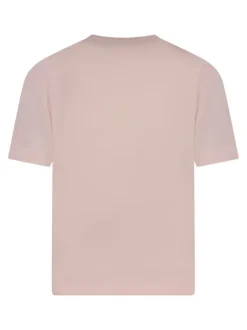 T-shirt en coton rose uni à coupe droite avec col rond et logo blanc imprimé