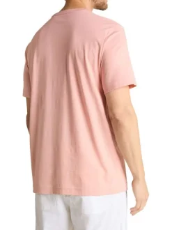 T-shirt en coton rose uni pourvu d'un col rond et d'une coupe droite