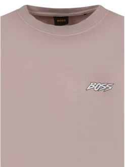 T-shirt en coton rose uni pourvu d'une coupe droite et d'un col rond