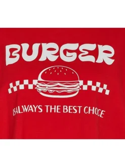 T-shirt en coton rouge avec une coupe oversize un col rond et flocage avant
