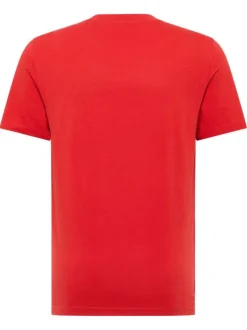 T-shirt en coton rouge à col rond orné d'un logo oversize à l'avant